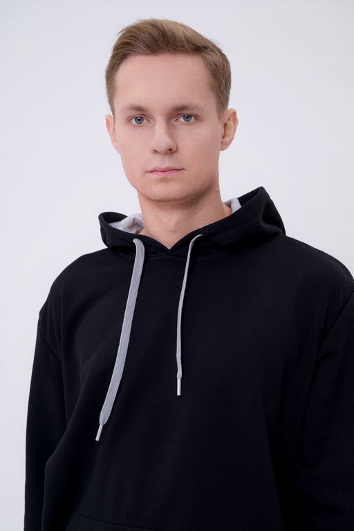 Худи мужское из футера 3-х нитки черный - Амадэль фото 6