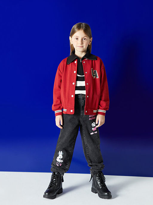 Mom Fit Minnie ve Mickey Mouse Bask?l? K?z ?ocuk Jean Pantolon - Waikiki фото 2