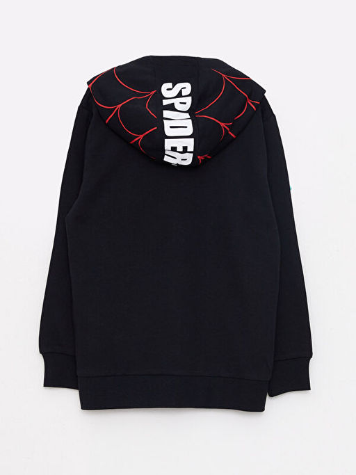 Kap??onlu Spiderman Bask?l? Uzun Kollu Erkek ?ocuk Fermuarl? Sweatshirt - Waikiki фото 2