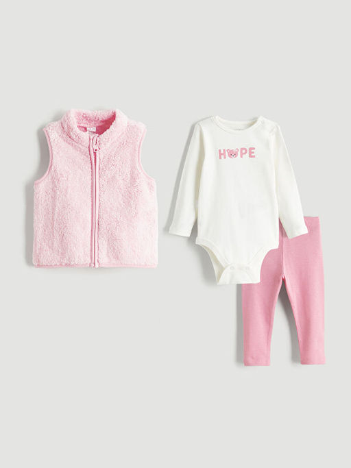 Bask?l? K?z Bebek 3l? Tak?m