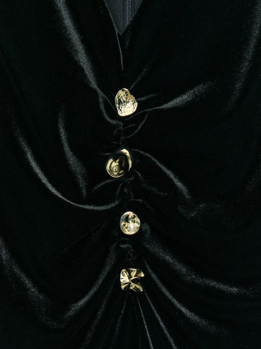 Бархатное платье с драпировкой и пуговицами / Zarina