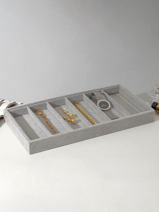 Подставка для украшений QF, 6 ячеек, 38?18.5?3.5 см, серая