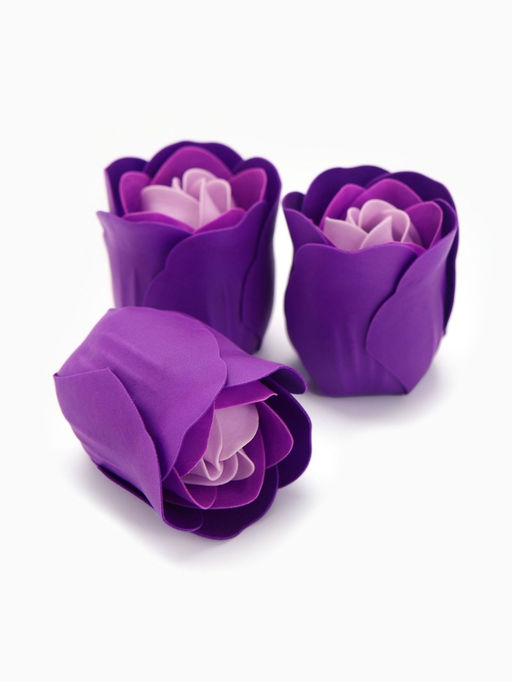 Набор мыльных роз в коробке 8 штук, фиолетово-белые с зайчиком - SB BEAUTY фото 7