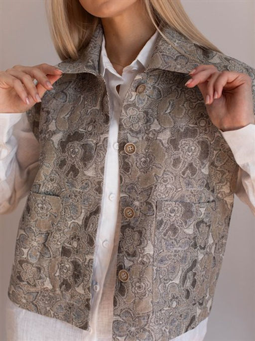 Жилет женский лен 61%, хлопок 39%