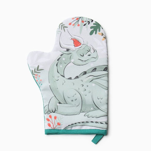 Набор кух. Доляна Сказочный дракон: варежка 20х28 см, прихватка 17х17 см, 35% хл, 65% пэ  фото 2