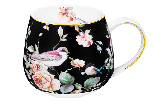 Кружка 400 мл 12,5*9,5*8,5 см Певчие птички на черном бочонок NEW BONE CHINA - Elan gallery фото 7