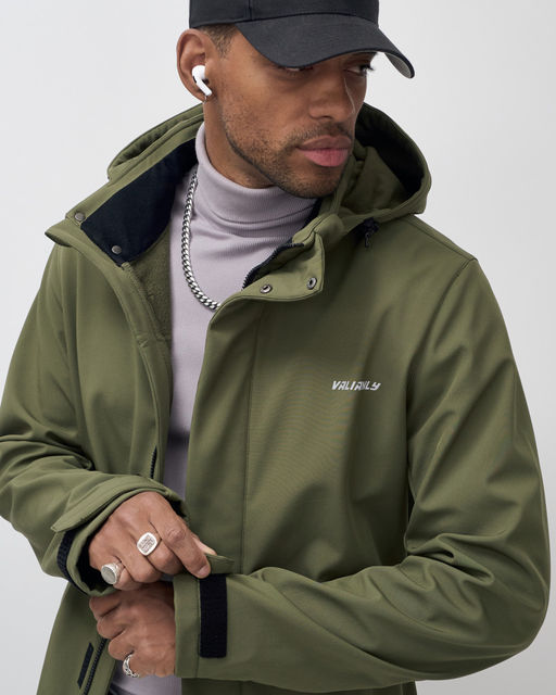 Парка спортивная мужская с капюшоном softshell цвета хаки 9565Kh - Mtforce фото 21