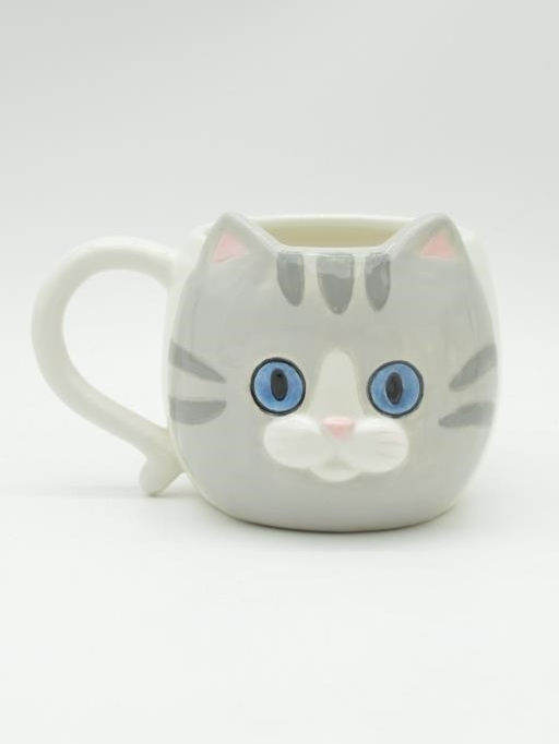Кружка керамическая Blue eyed cat, grey (410 мл)