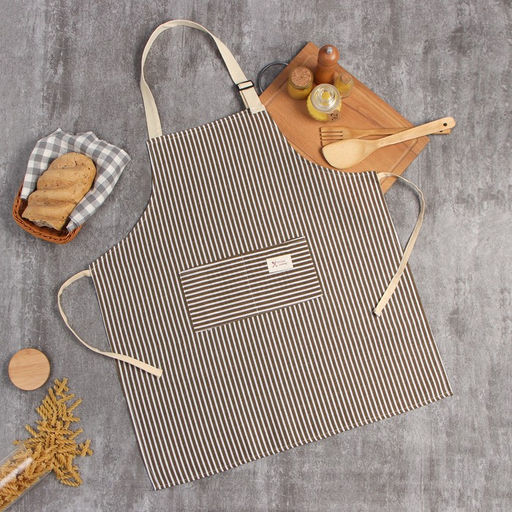 Фартук Доляна с карманом, коричневый, 70×65±4 см, 100% хлопок, рогожка