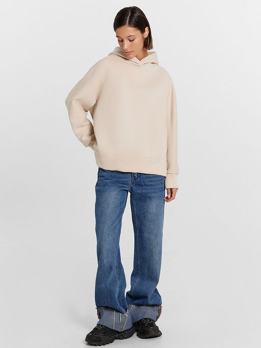 Худи женское светло-бежевое с печатью