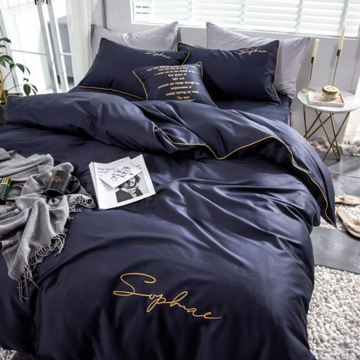 КПБ Mency однотонный с вышивкой MENO016 1.5 спальный