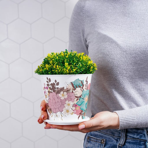 Цена за 2шт. Горшок для цветов Доляна Фрезия, 800 мл, цвет белый