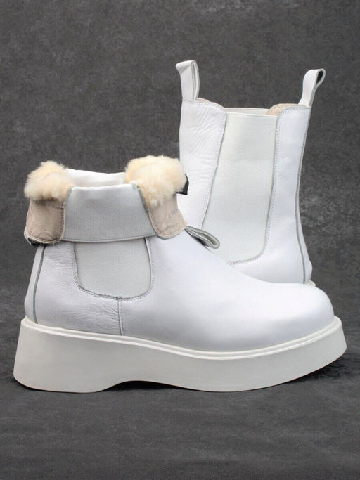 04-YPM5843B WHITE Ботинки зимние женские (натуральная кожа, натуральный мех)