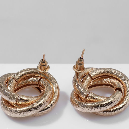 Серьги металл Геометрия круги переплетённые, цвет золото - Queen fair фото 2