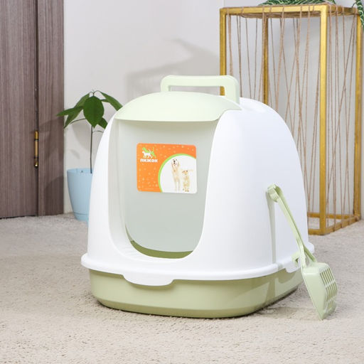 Туалет закрытый с совком, 47 х 40 х 39 см, бело-зеленый - Пижон фото 9