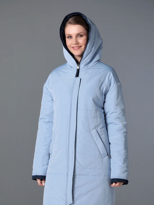 25301 Пальто дем. двустороннее т.синий/голубой - Dizzyway фото 6