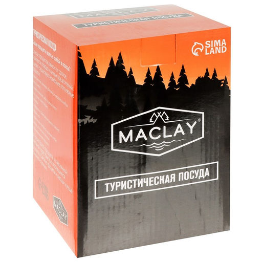Набор туристической посуды maclay: 2 кастрюли, приборы, горелка, штопор, тряпка, карабин