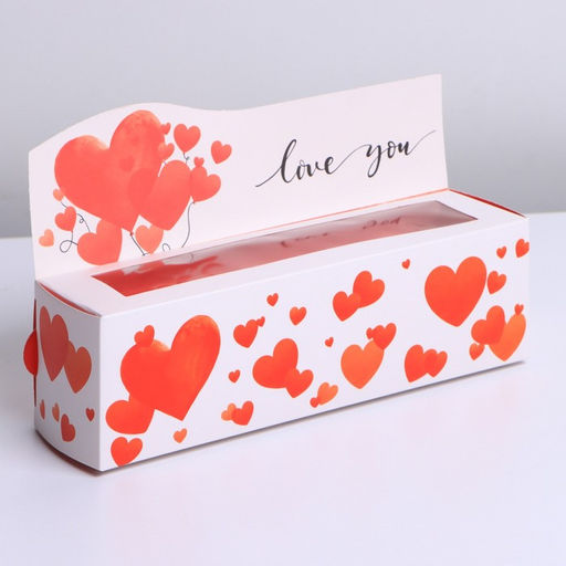 Цена за 5 шт. Коробка для макарун кондитерская, упаковка, « Love you», 18×5.5×5.5 см