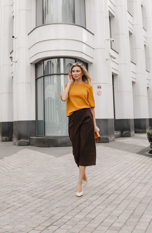 Блузка трикотажная горчичный - Donna saggia фото 4