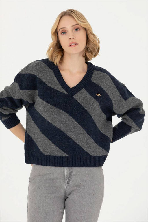 U. S. Polo Assn Женский темно-синий свитер с v-образным вырезом - U.s. polo assn фото 8