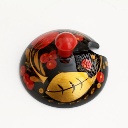 Солонка с крышкой «Ягодка», большая, 10×8 см, хохлома, дерево