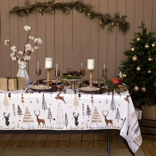 Скатерть новогодняя «Доляна» X-Mas 146×220+/- 3 см, 100% хлопок, рогожка 164 г/м²