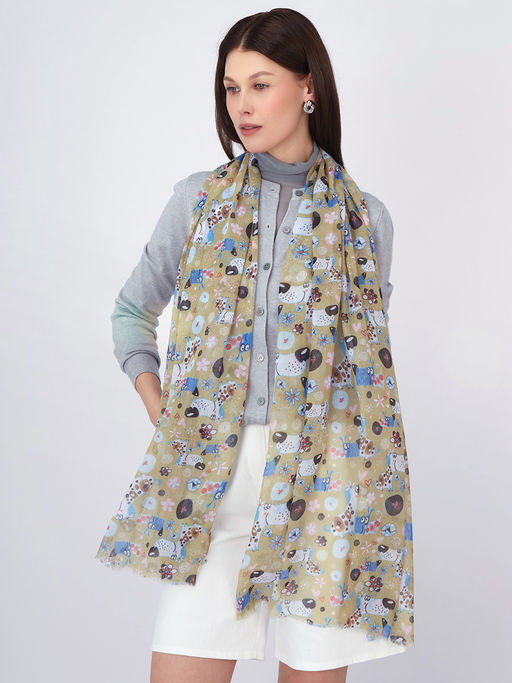 Большой, мягкий, тонкий и очень нежный двусторонний палантин с рисунком в стиле арт-деко - Tantino фото 11