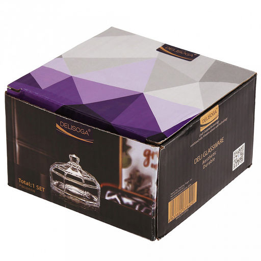 Делисога (Delisoga) Конфетница (сахарница) стеклянная Конфетти 280мл, 12,5х12,5см h10см, с крышкой, в подарочной коробке (Китай) - Домашняя Мода фото 10