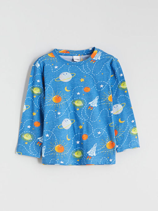 Bask?l? Erkek ?ocuk Pijama Tak?m?