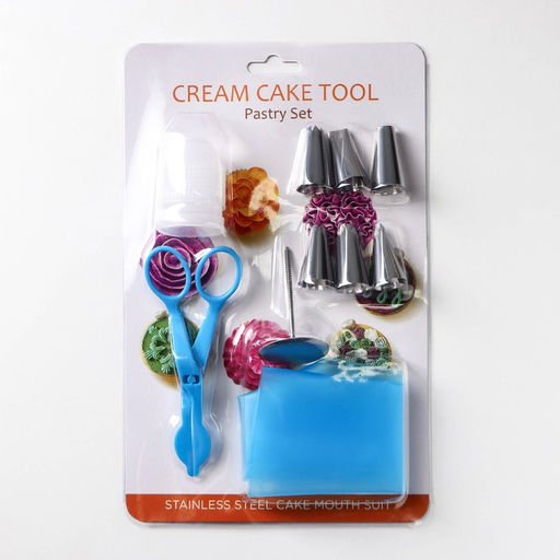 Набор кондитерский «Норма», 10 предметов: кондитерские ножницы, 6 насадок, кондитерский мешок, адаптер, кондитерский гвоздь