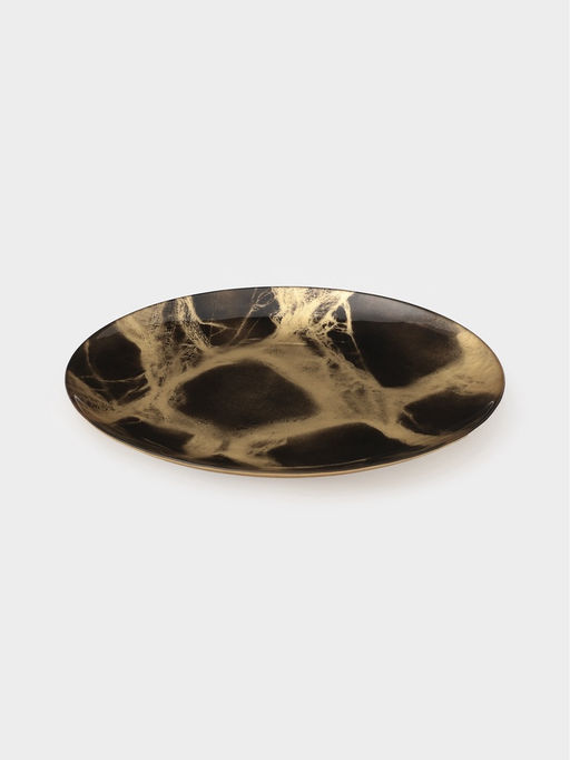 Тарелка подстановочная Magistro Brown Marble, d=33 см, стекло, коричневая фото 5