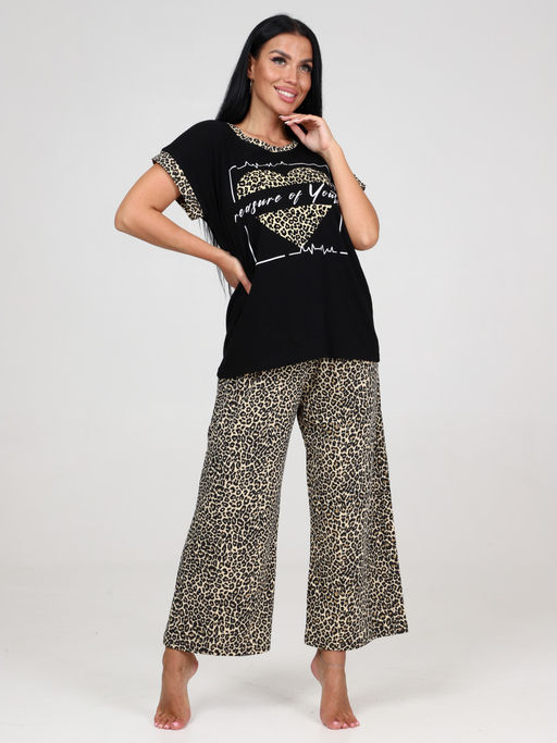 528 ПИЖАМА (брюки) (Молочный/леопард) - А-дина фото 2