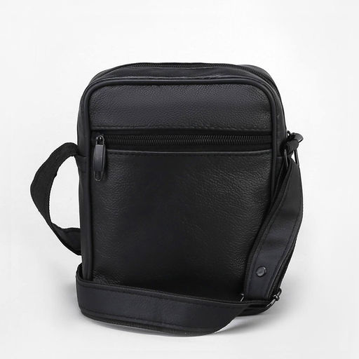 Сумка кросс-боди мужская на молнии, 4 наружных кармана, с ручкой, длинный ремень, 15×8.5×19 см, чёрная