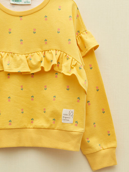 Bisiklet Yaka Bask?l? Uzun Kollu K?z ?ocuk Sweatshirt - Waikiki фото 3