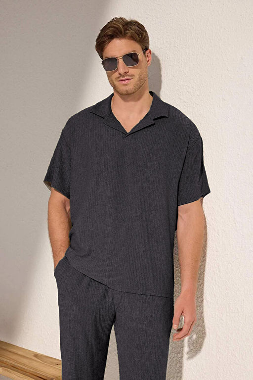 Antrasit Oversize Polo Yaka D_z Polo Yaka T-shirt TMNSS25PO00045 - Trendyolmilla фото 2