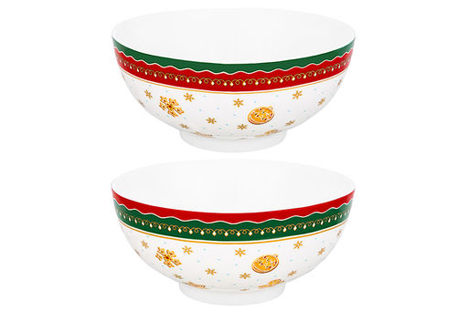 Набор 2 салатников 15*15*7 см 700 мл Новогодняя елка красный узор NEW BONE CHINA - Elan gallery фото 5