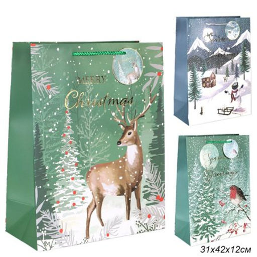 Цена за 12 шт. Пакет подарочный 31х42х12см / 5286ХL /уп 12/300/Новый год