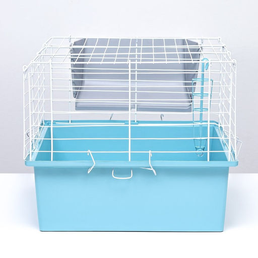 Клетка для грызунов Пижон №1 складная, 58 х 40 х 34 см (+миска, 2 кормушки), бирюзовая  фото 2