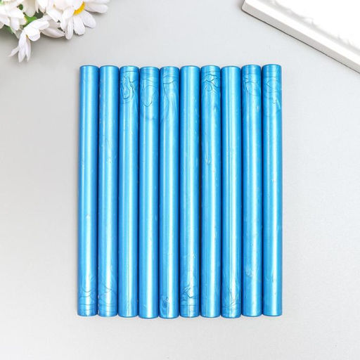Цена за 10 шт. Сургуч для печати стержень «Ярко-голубой», 13.2×1.1 см