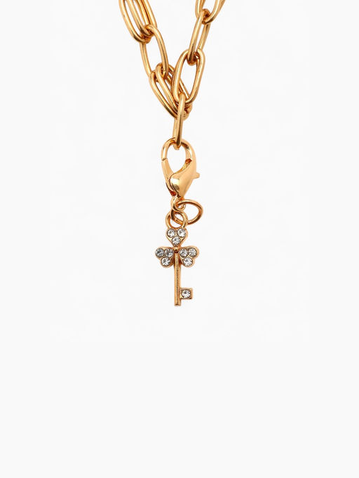 Цена за 5 шт. Шарм для браслета на карабине «Ключ», белый в золоте