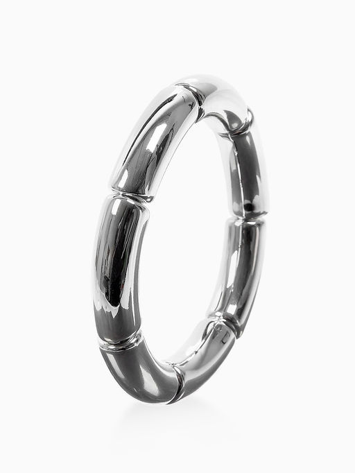 Браслет пластик на резинке "Стиль" гладкий, цвет серебро