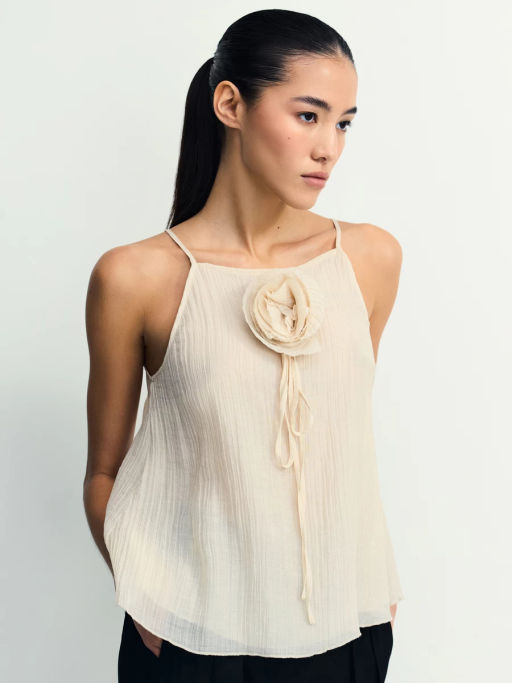 Блуза из тенселя с цветком / Zarina