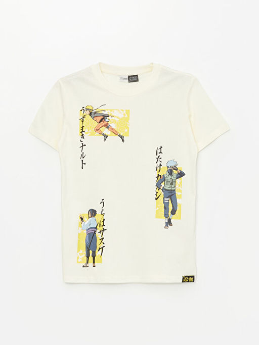 Bisiklet Yaka Naruto Bask?l? K?sa Kollu Erkek ?ocuk Ti??rt