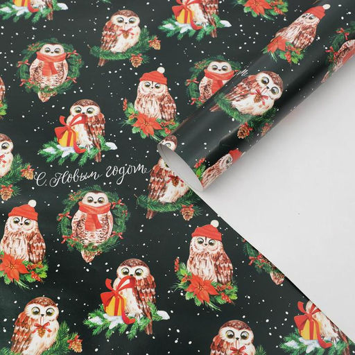 Цена за 10 шт. Бумага упаковочная глянцевая «Совушки», 70 х 100 см