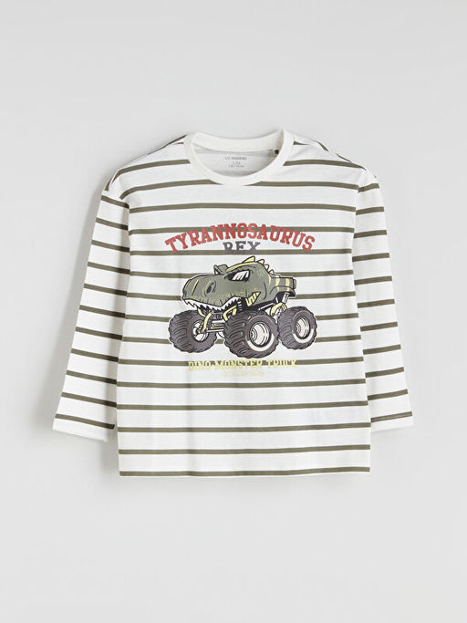 Bisiklet Yaka Bask?l? Erkek ?ocuk Sweatshirt ve E?ofman Alt 2li