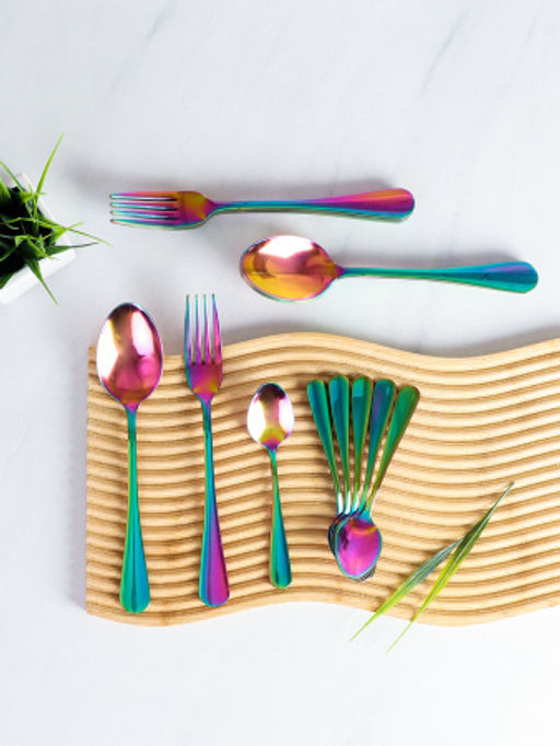 Столовые приборы 18 предметов / YGH18-101004--Raibow /уп 16/ - ГалеонТрейд фото 2