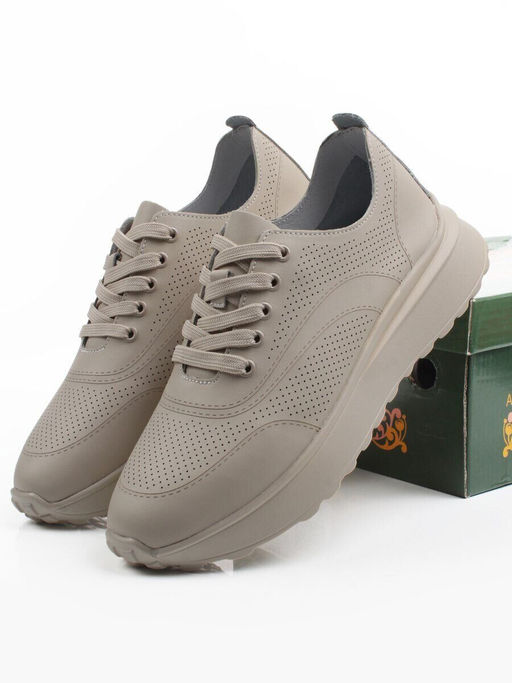 03-YH595-3 DK. BEIGE Кроссовки летние женские (натуральная кожа)