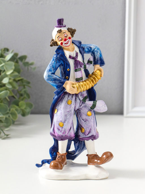 Сувенир полистоун "Клоун с гармошкой" сине-фиолетовый 6,5х11х23 см