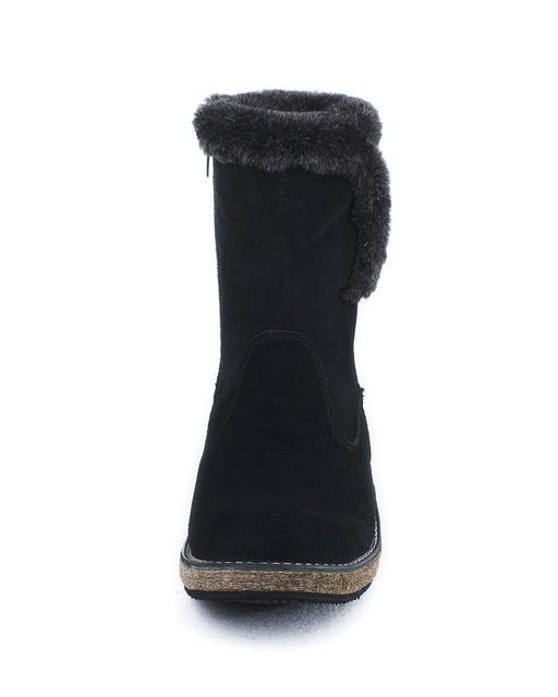 Полусапожки женские на войлочной подошве, черные, замша, молния.