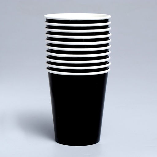 Цена за 10 шт. Стакан бумажный однотонный, цвет чёрный, 250 мл - Страна карнавалия фото 2